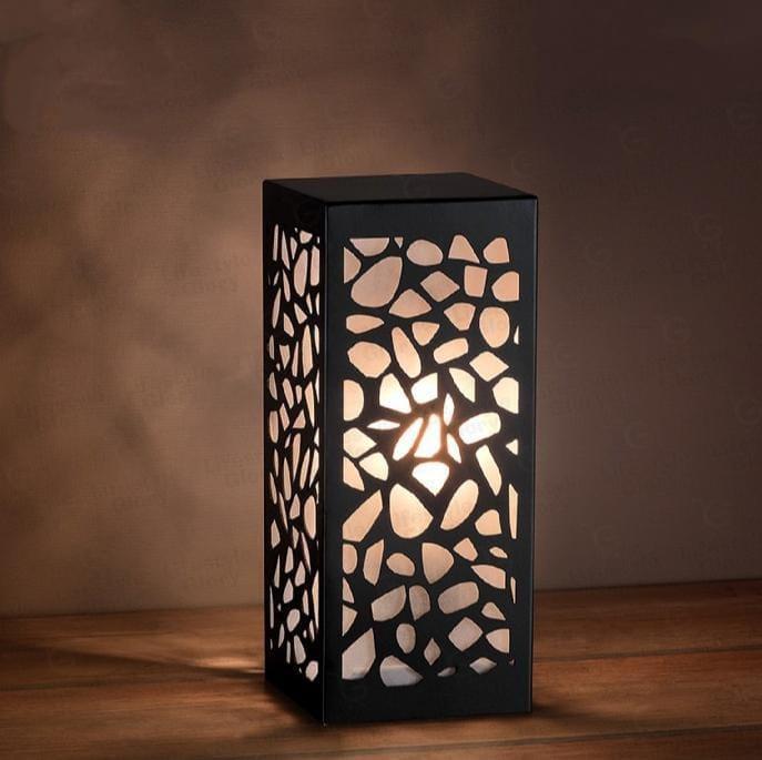 3D Laser-Cut Wooden Lamp Black Warm Light