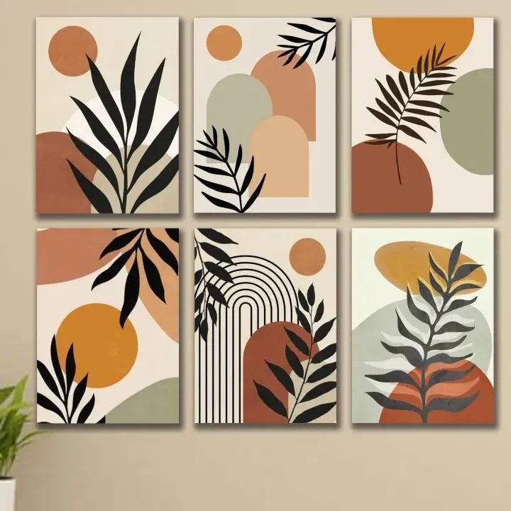 Modern Abstract Wall Art Set of 6 Canvas