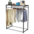 Black Iron & Wood Clothing Stand with Top Shelf