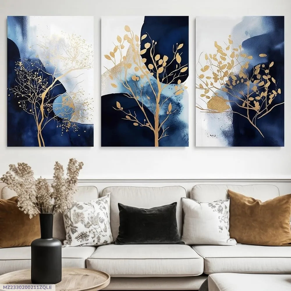 3 Pcs Leaf Shaped Wall Art 8x11 MDF Multicolor