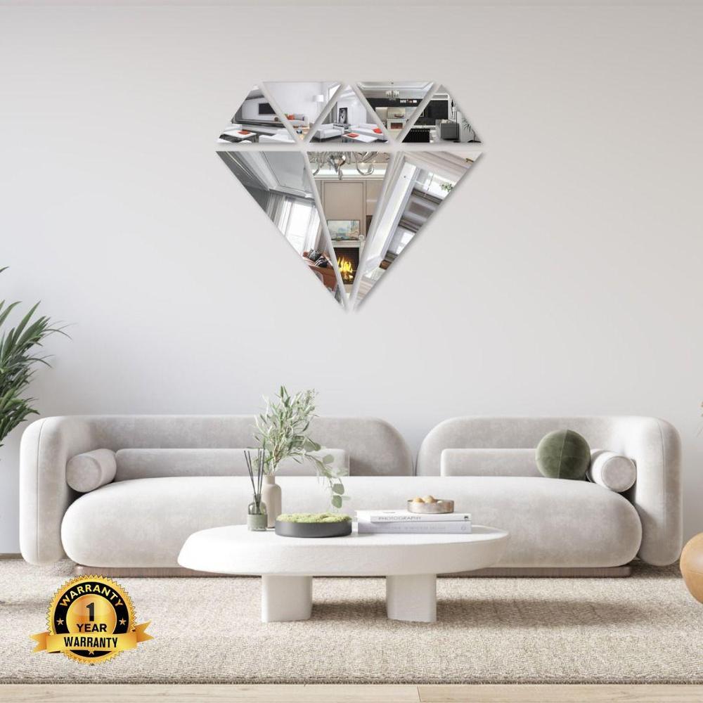 Silver Diamond Wall Mirror 16x16 Glass Framed Art